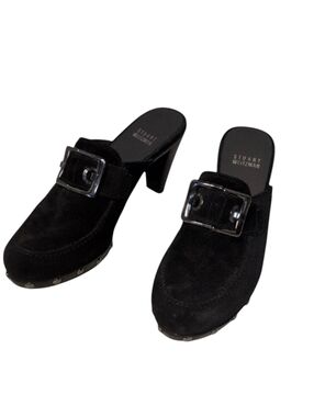 Stuart Weiztman Double Agent Studded Suede Mule Clogs